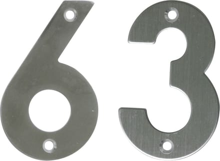 AMIG Huisnummer 63 - massief Inox RVS - 10cm - incl. bijpassende schroeven - zilver
