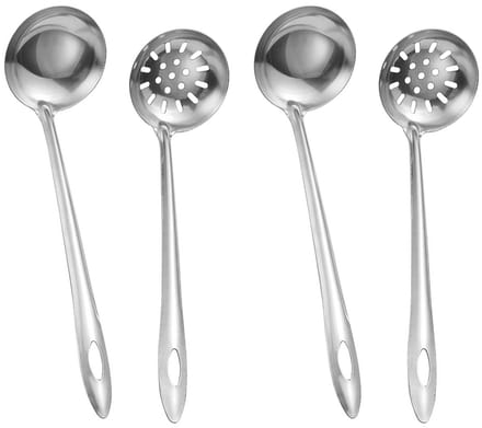 Cuhostki 4pcs Stainless Steel Kitchen Utensils Set Non-Magnetic Strainer Spoon - Durable & Dishwasher Safe