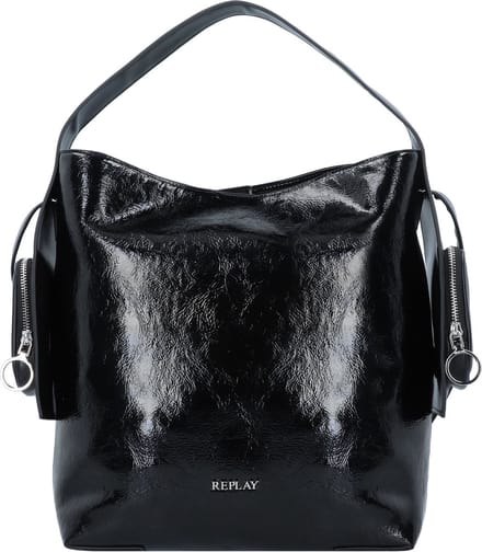 REPLAY Schoudertas Handtas Shoulder Bag Shiny Black Zwart