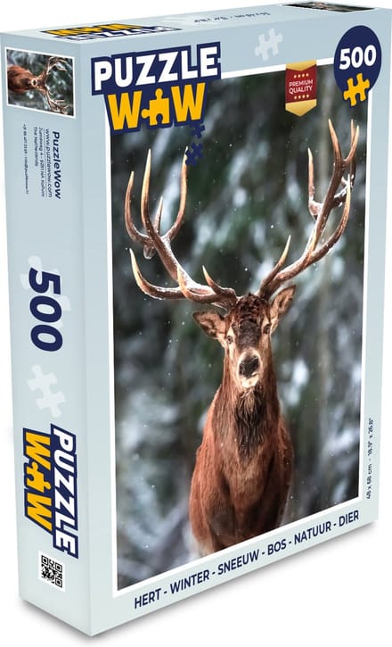 Puzzel Hert - Winter - Sneeuw - Bos - Natuur - Dier - Legpuzzel - Puzzel 500 stukjes