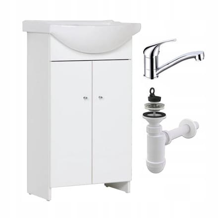 STAMAR - Wastafelmeubel 50 cm - badkamermeubel met wastafel - staand - met chroomkleurige wastafelkraan