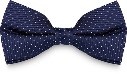 Marineblauwe Zijden Vlinderdas met Polkadots