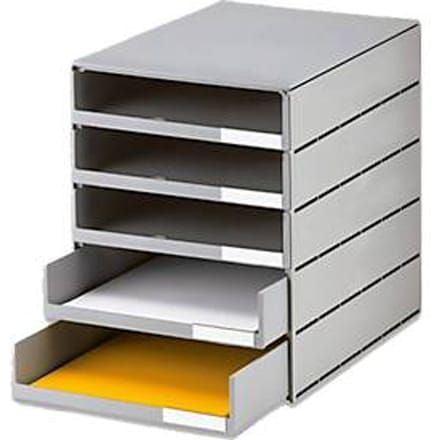 styro® Styroval Pro-ladebox, 5 laden, open, DIN C4, polystyreen, eco-grijs