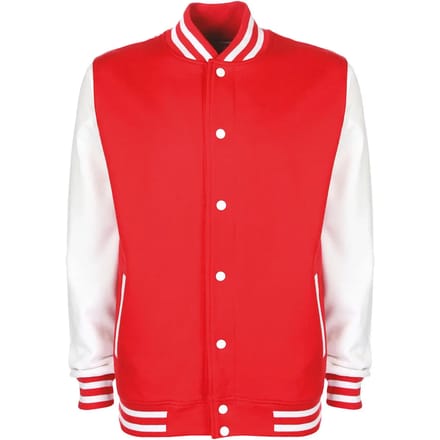 Varsity Jacket unisex merk FDM maat M Rood/Wit