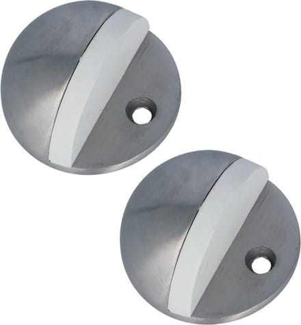 AMIG Deurstopper/deurbuffer - 2x - D45mm - inclusief schroeven - mat rvs