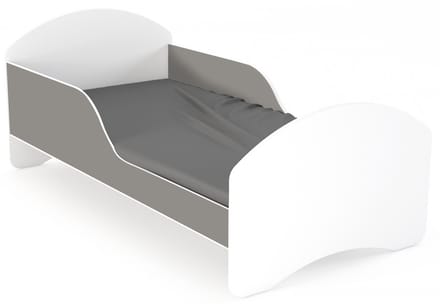 LEO2 - Kinderbed - 140x70 cm - Wit en Grijs - Inclusief Matras en Stalen Lattenbodem