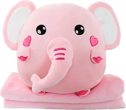 PLAY IT Olifant Kawaii Kussen Knuffel Deken - 35CM - 3 in 1 - Squish Knuffels