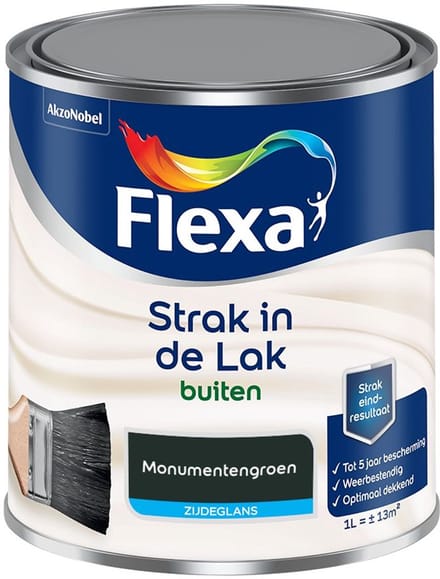 Flexa - Strak In De Lak Buitenlak Zijdeglans - Monumentengroen - Mengverf - 1 L