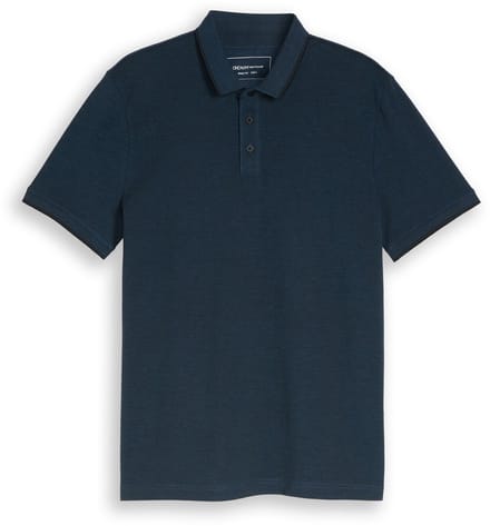 Tom Tailor Denim - Piqué poloshirt van katoen - Maat L - blue black two tone pique