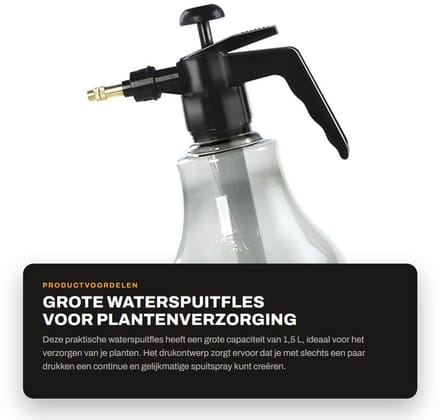 Dailygoods- Waterspuitfles 1,5 L - Drukspuit - Plantenspuit - Multifunctioneel - Compact - Gebruiksvriendelijk