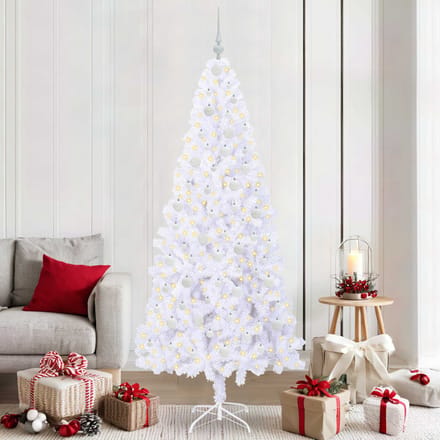 vidaXL - Kunstkerstboom - met - 300 - LED - Wit - 210 - cm - PVC - en - Staal