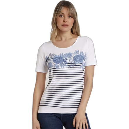 Gestreepte bloemen T-shirt voor dames Admas