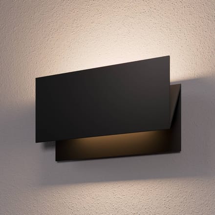 Lucande LED buiten wandlamp Meja, zwart, metaal, IP54