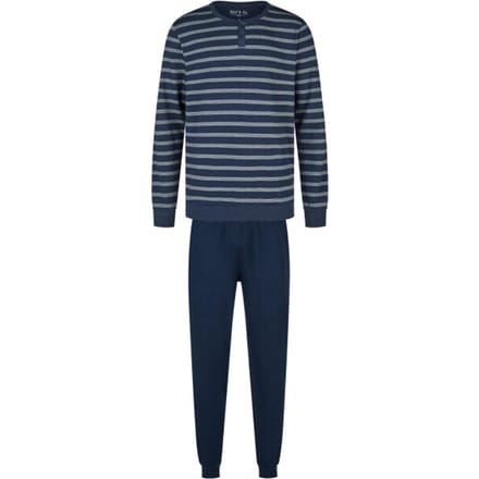 Phil & Co Heren Pyjama Set Interlock Donkerblauw Gestreept - Maat M