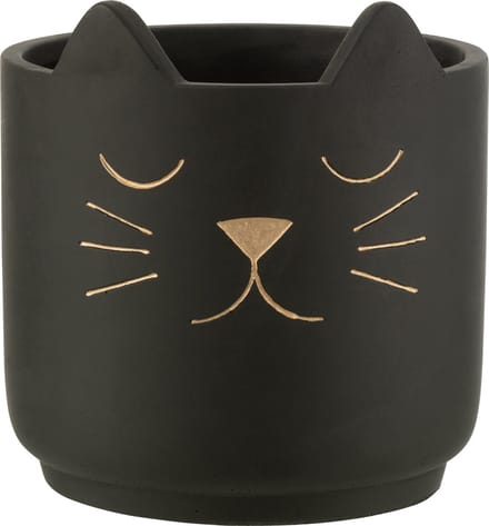 J-Line bloempot Kat - keramiek - zwart/goud - large - Ø 19 cm