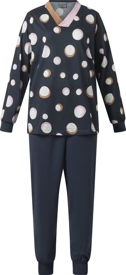 Lunatex - dames pyjama 124213 - allover print- donkerblauw - maat S