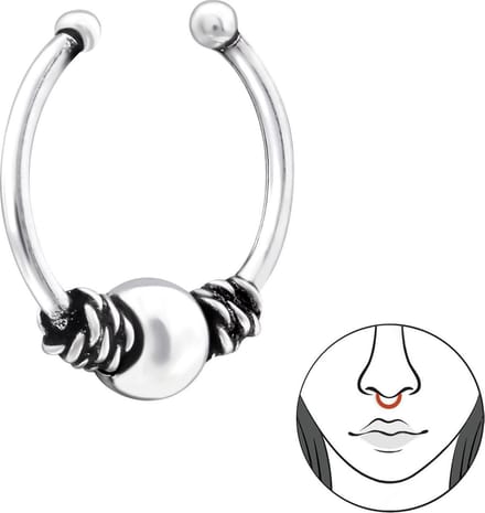 Amanto Neusclips Frankje A - 925 Zilver Geoxideerd - Bali - ∅10mm