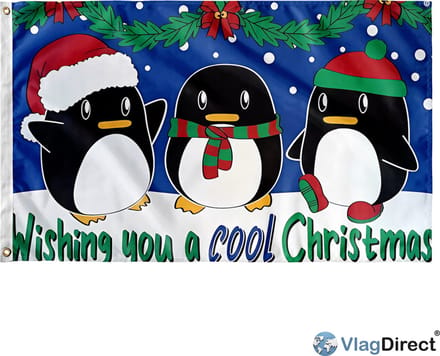 VlagDirect - Kerst vlag - Kerst pinguïn thema vlag - 90 x 150 cm.