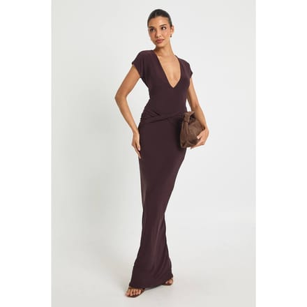 boohoo Dames Twist Detail Maxi Jurk | Plum | Maat: 16