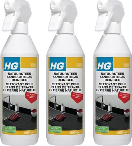 HG natuursteen aanrechtbladreiniger - 3 stuks + Gratis KD spons