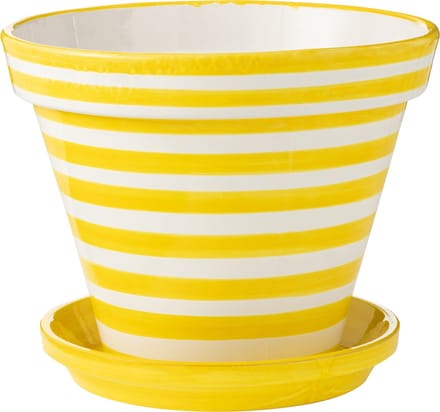 J-Line bloempot Granada Stripes Handmade + Painted - keramiek - geel - extra large - Ø 50 cm
