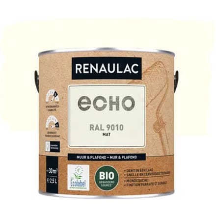 Renaulac Echo Muurverf - Mat - Ral 9010 - 2,5l
