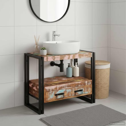 vidaXL - Wastafel - Kast - met - lade - Multikleur - Massief - Gerecycleerd - Hout