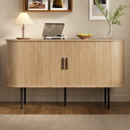 Dressoir - Rolluikdeuren met Aluminium Handgrepen - Opbergruimte - MDF en Metaal