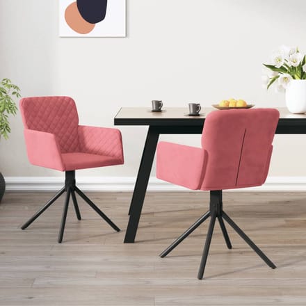 vidaXL - Eetkamerstoelen - draaibaar - 2 - st - fluweel - roze