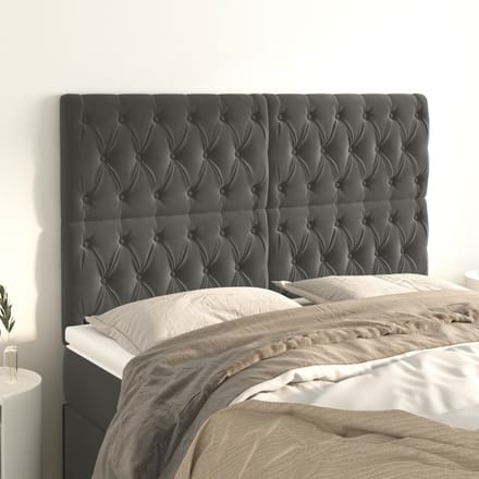 vidaXL - Hoofdbord - donkergrijs - 144x7x118/128 - cm - Fluweel