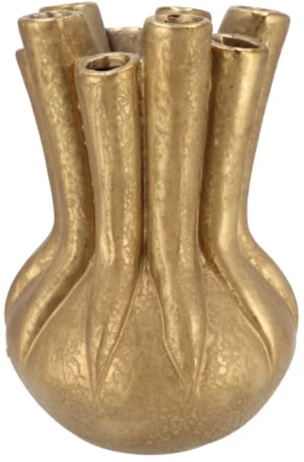 Daan Kromhout - Vaas - Bloemenvaas - Mika - Majestic - Tube - Goud - Keramiek - 18x25cm