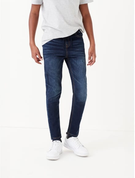 Next - Jongens - Jeans met elastische taille en strakke pasvorm - Blauw