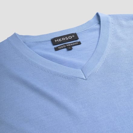 MERSO V-Hals – Merino Trui – 100% Merino Wol – Amalfi Blue