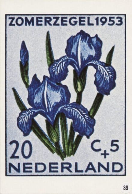 Briefkaart met afbeelding Iris postzegel