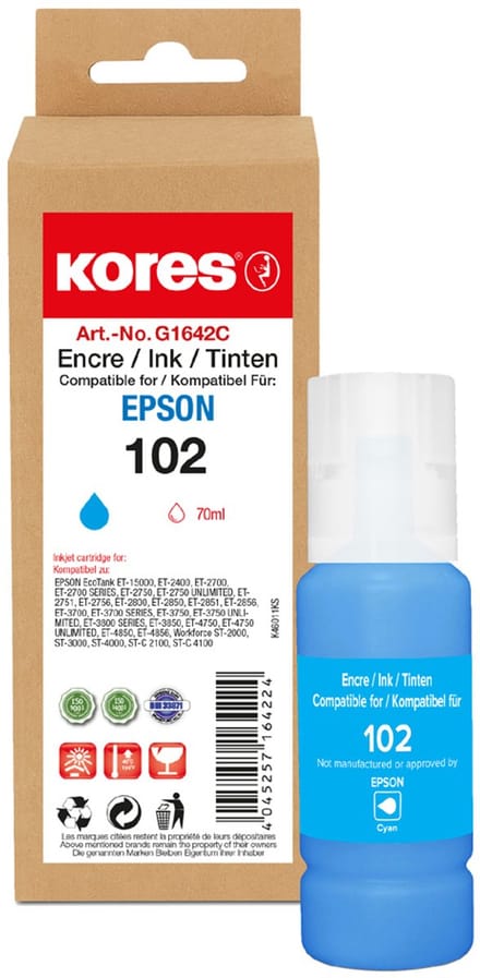 Kores inktfles magenta, vervangt EPSON 106