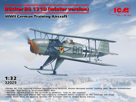ICM Modelbouwpakket Vliegtuigen - 32029 Bücker Bü 131D Winter Version - WWII Training Aircraft - Duits Propellervliegtuig Plastic - 1:32 - Modelbouw