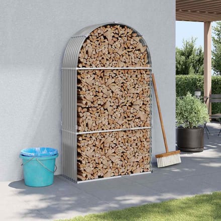 vidaXL - Haardhoutopslag - 120x45x210 - cm - gegalvaniseerd - staal - lichtgrijs