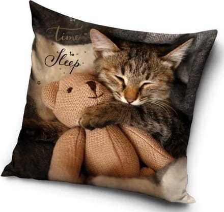 Cat Time to Sleep - Sierkussen - Kussen 40 x 40 cm inclusief vulling