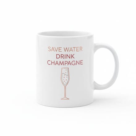 Save Water Drink Champagne Koffiemok 330 ml – Grappige Tekst Cadeau Mok