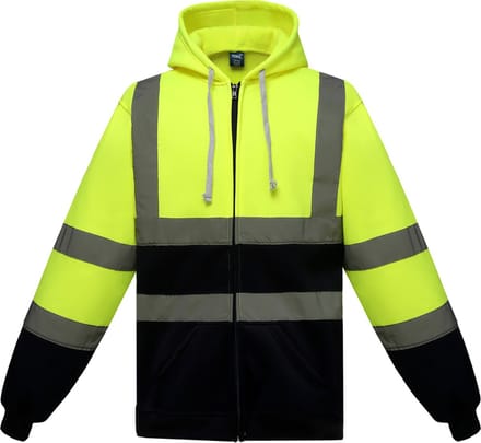 Yoko Full Zip Hooded Sweatshirt YHVK07 - Hi Vis Yellow / Navy - L
