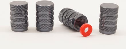 Schrader (auto) ventiel - Grijs aluminium grip met afdichting
