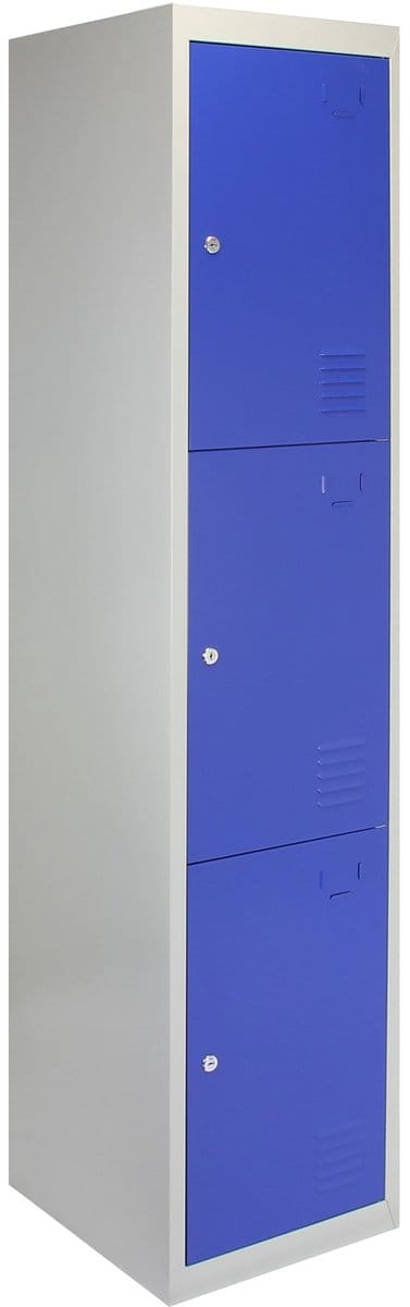 Lockerkast metaal - blauw - 180x38x45 cm - driedeurs flatpack