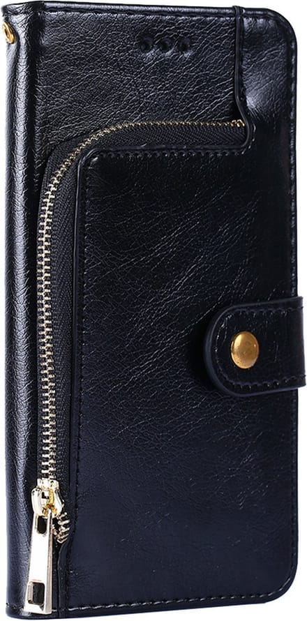 Hoesje geschikt voor iPhone 16 Pro Max - Bookcase - Koord - Pasjeshouder - Portemonnee - Rits - Kunstleer - Zwart