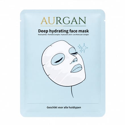 Aurgan Deep Hydrating Face Mask - Collagen Jelly Sheet masker - Niacinamide, Ferment complex & Hyaluronzuur