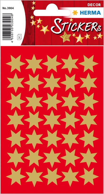 HERMA 3904 Stickers Décor Kerst Ster 6-puntig, goud Ø 16 mm