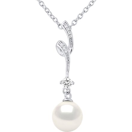 Witte parel fancy ketting zirkoniumoxiden - zilver 925