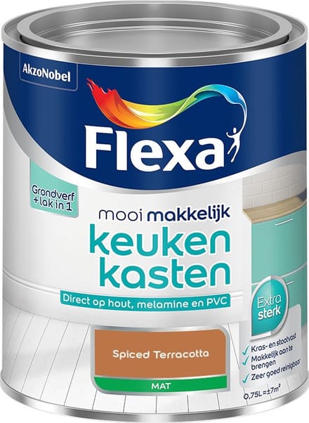 Flexa - Mooi Makkelijk Keukenkasten Mat - Spiced Terracotta - Mengverf - 750 Ml