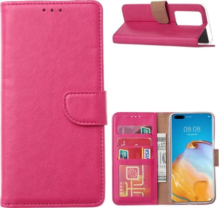 Bookcase Geschikt voor: Huawei P40 Pro Plus - Roze - portemonnee hoesje