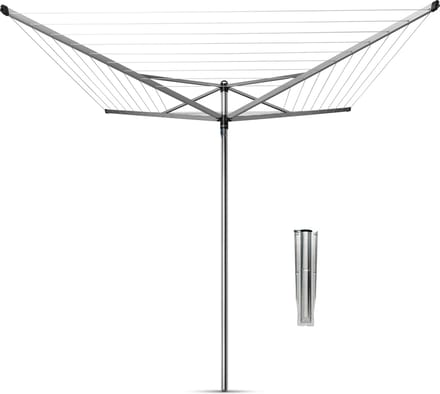 Brabantia Topspinner Droogmolen - met Metalen Grondanker - 40 m - Metallic Grey