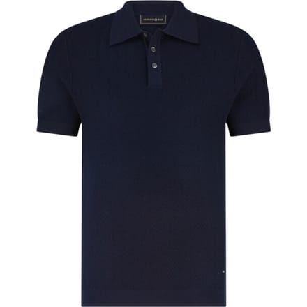 Polo Scotland Blue navy kaene knitted 3 knoopjes